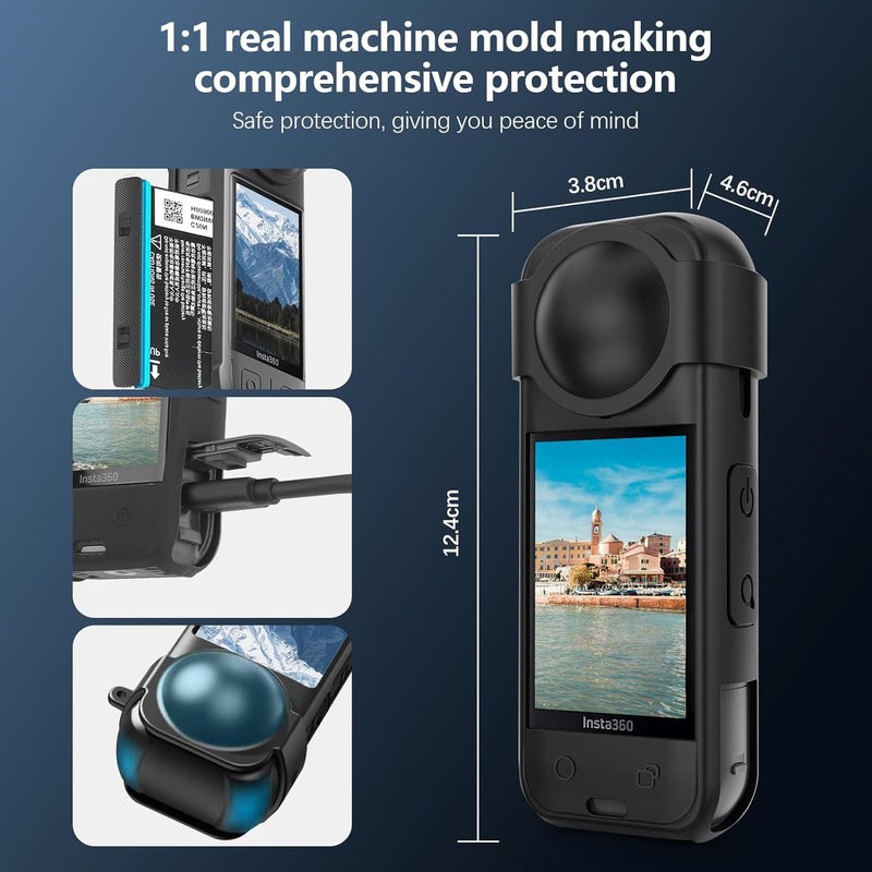 ULYVU 9-in-1 Accessories Kit for Insta360 X5, Included Insta 360 X5 Premium Lens Guard, Carrying Case, 2 Pack of Tempered Glass Film Screen Protector, Silicone Protective Cover and Desktop Mount Bundle Kit - Image 2